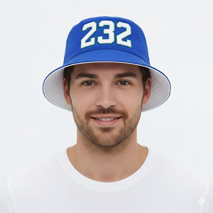 Reversible "232" Bucket Hat (White & Blue)