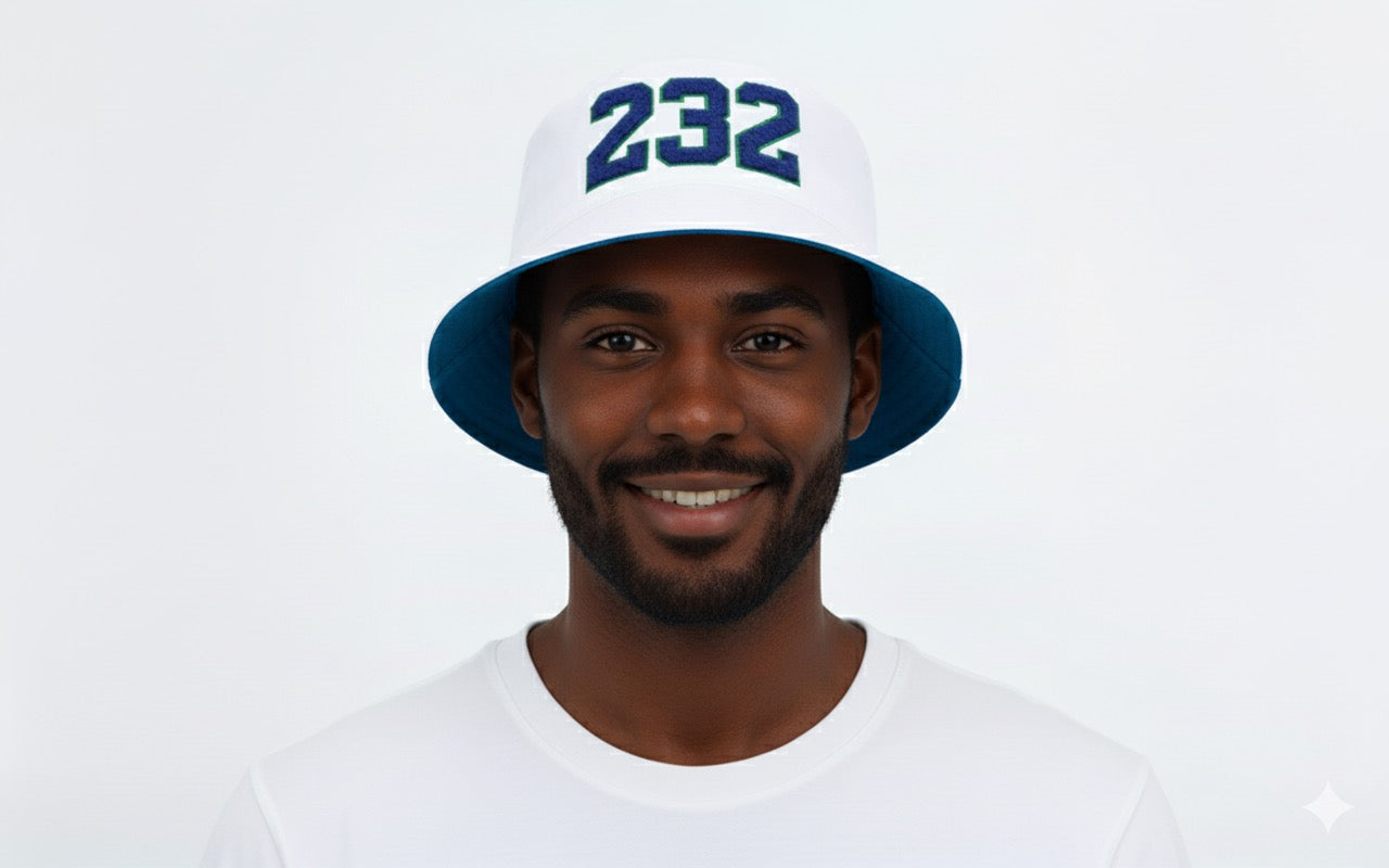 Reversible "232" Bucket Hat (White & Blue)