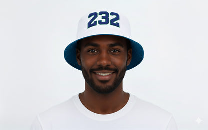 Reversible "232" Bucket Hat (White & Blue)
