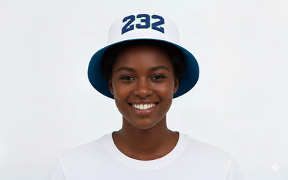 Reversible "232" Bucket Hat (White & Blue)