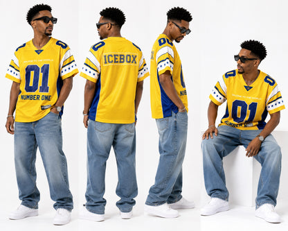STB ICEBOX Yellow jersey men's front back side and seated styling views