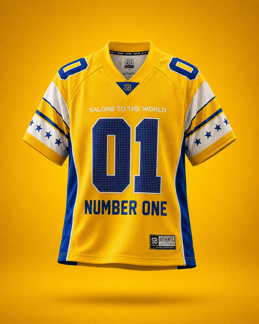 STB ICEBOX Yellow Number One jersey product front view on yellow background